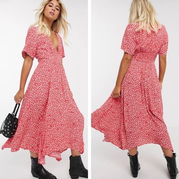 Free People Dresses & Skirts - Free People in Full Bloom Dress, Red Combo XS